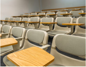 Empty lecture seats.