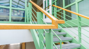 The stairwell of Saint Augustine College Chicago campus.