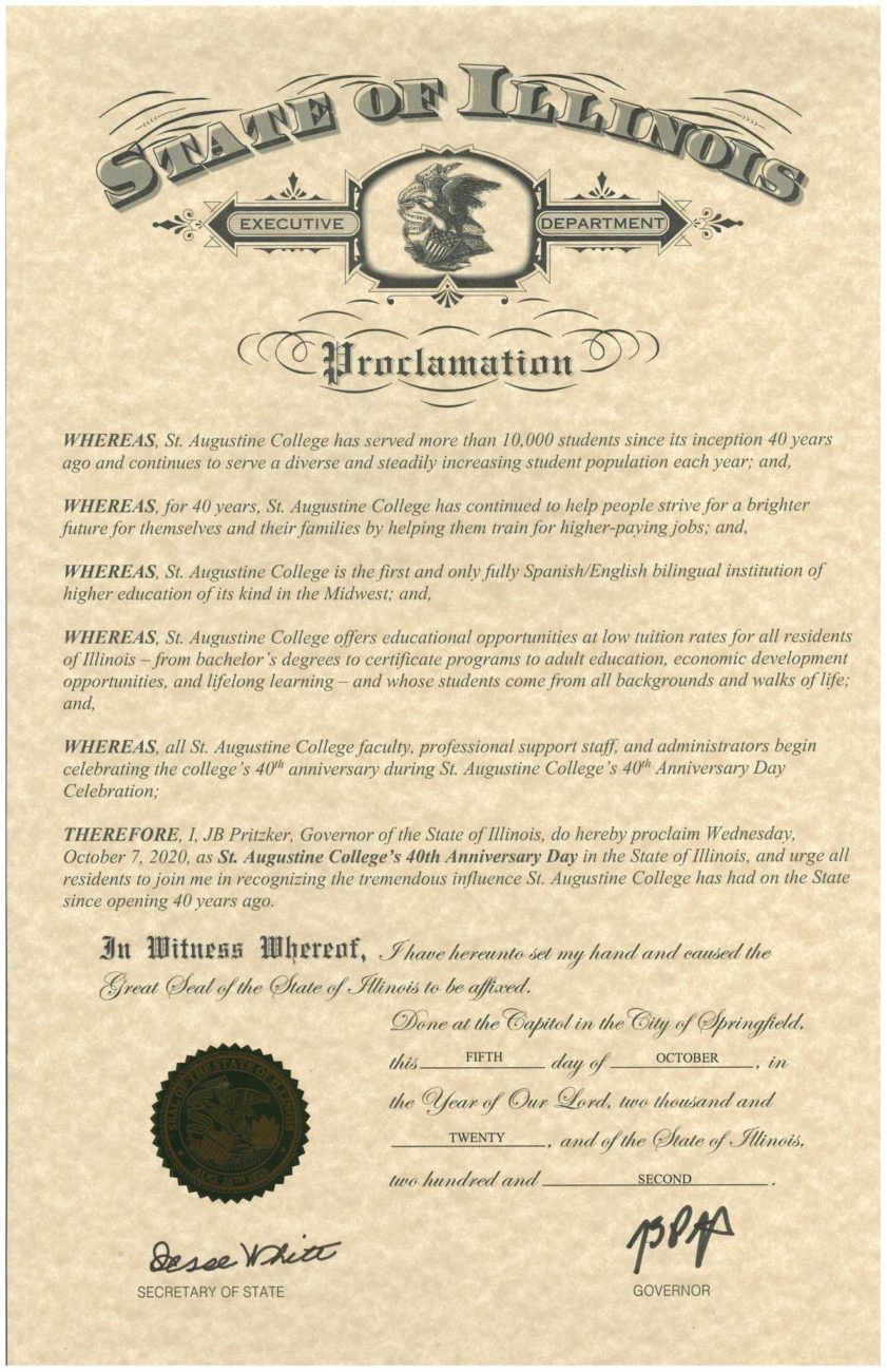 Copia de la Proclamación del estado de Illinois