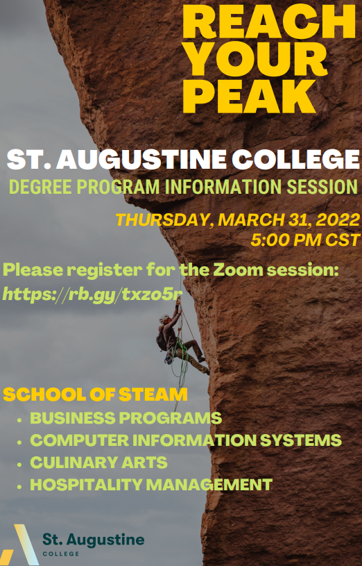 Reach Your Peak St Augustine College Degree Program Information Session