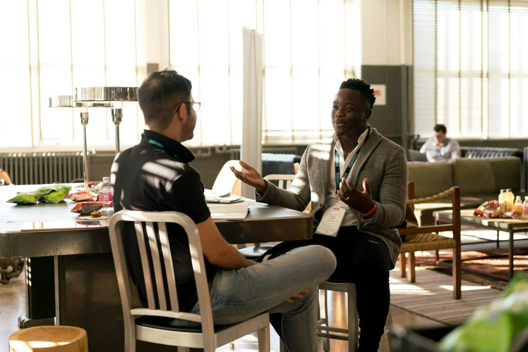 A Chicago area social worker meeting with a client.